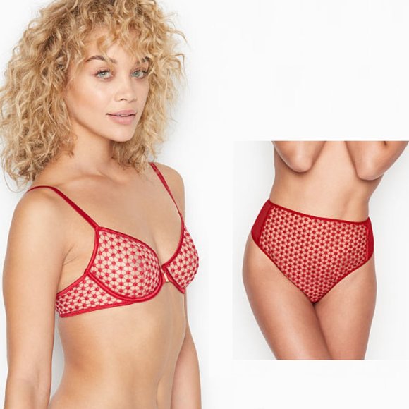 VS Luxe Lingerie Starburst Demi Bra/Panty Set 34DD/M - Picture 1 of 16